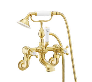 Grosvenor Bath Shower Mixer Wall Mounted with Kit - Brushed Brass