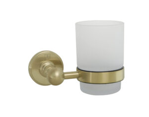 Grosvenor Tumbler Holder Frosted Glass - Brushed Brass