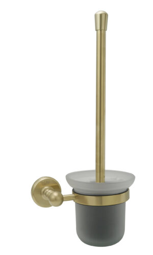 Grosvenor Toilet Brush Wall Mounted Frosted Glass - Brushed Brass