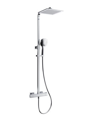ARMERA Rio Exposed Square 2 Outlet Thermostatic Valve with Rigid Riser Shower Kit