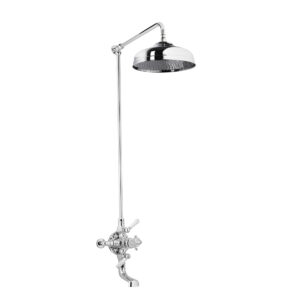 Swadling Invincible Double Exposed Shower Mixer, Rigid Riser Kit, 300 mm Deluge and Integrated Bath Spout