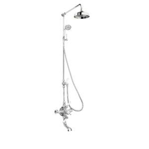 Swadling Invincible Double Exposed Shower Mixer with Rigid Riser Kit, 200 mm Deluge, Hand Shower, Diverter and Bath Spout