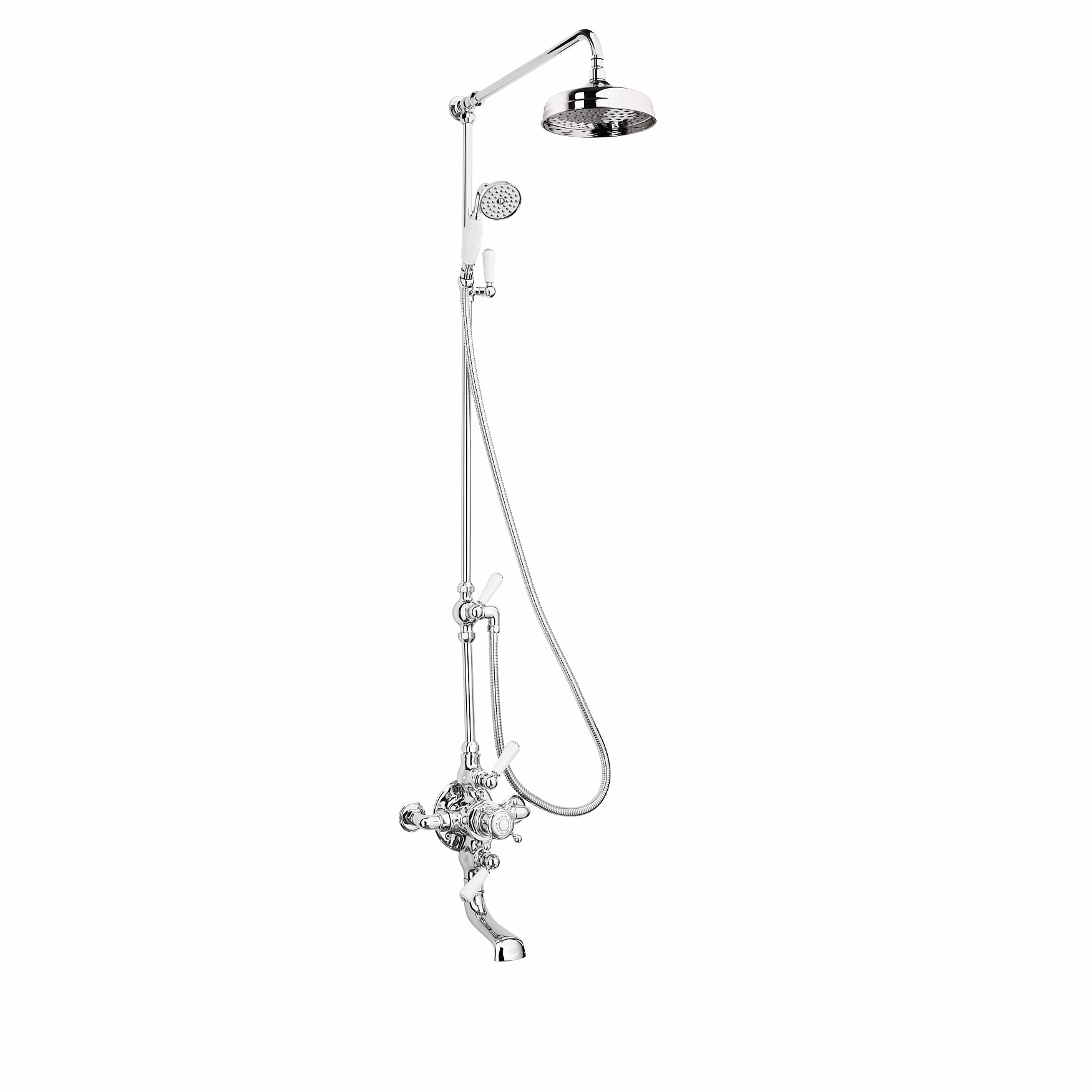 Swadling Invincible Double Exposed Shower Mixer with Rigid Riser Kit, 200 mm Deluge, Hand Shower, Diverter and Bath Spout