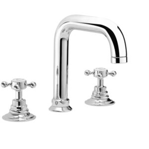 Swadling Invincible Deck Mounted Basin Mixer with Curved Spout – Crosshead
